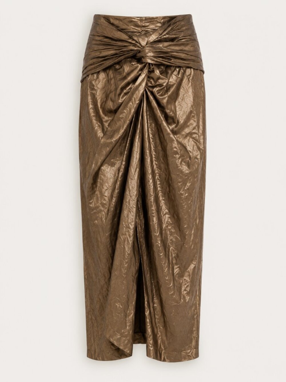 Vince Metallic Bronze Twist Front Draped Midi Skirt NWT Size 8 - Picture 3 of 10